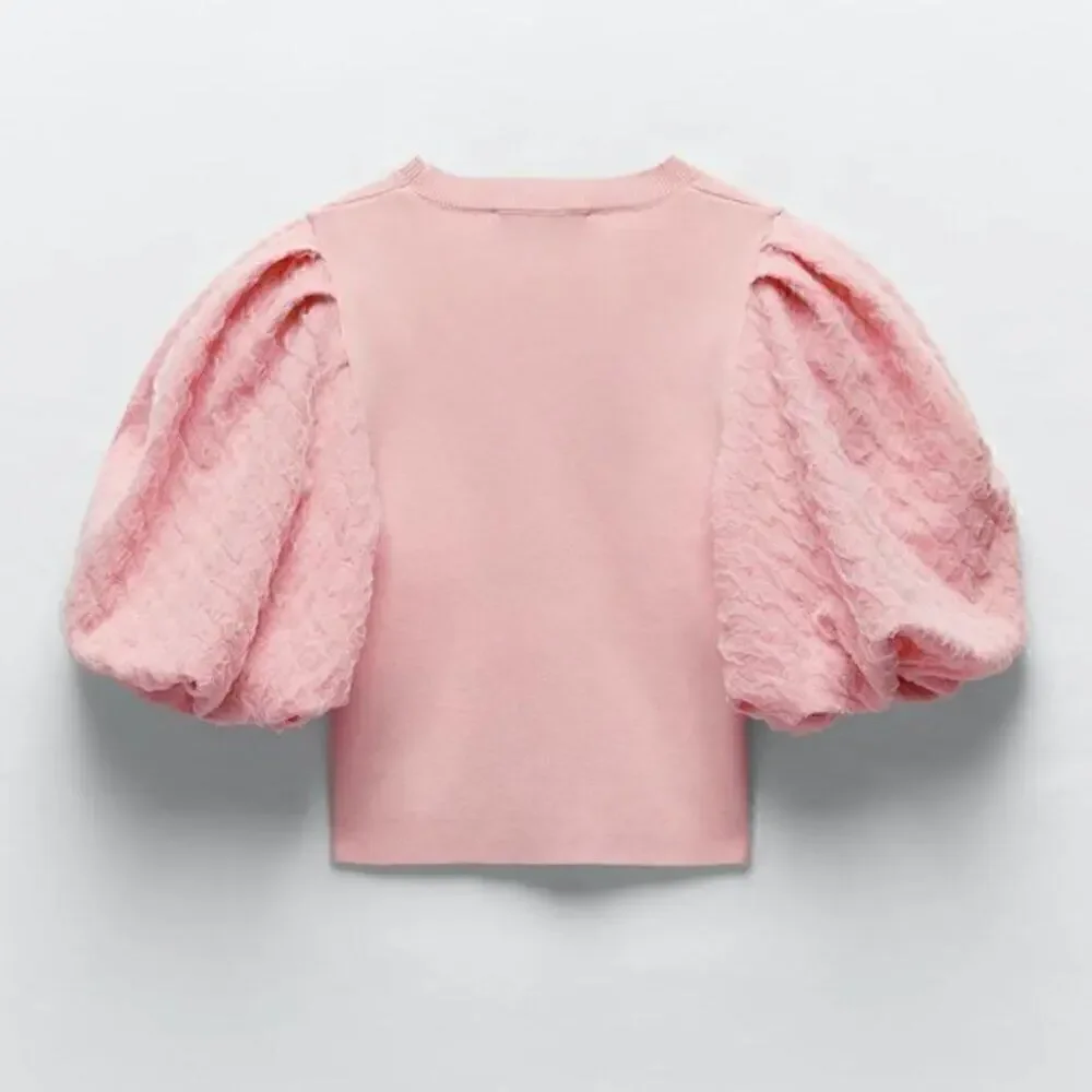 ZARA Top with Full Textured Sleeves NWT